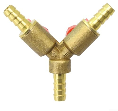 Desiumite 3-Wege-Messing-Absperrkugelhahn für Wasseratmung, 8 mm 10 mm Schlauch-Y-Anschluss, Y-förmiges Dreiwege-Ventil für Aquarium-Luftleitung, pneumatischer Messingadapter, (8 mm)