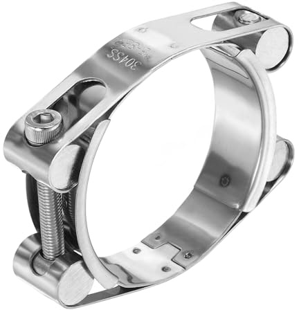 sourcing map T-Bolt Hose Clamp 75-85mm (3-3.4) 304 Stainless Steel Double Head Adjustable Intake Radiator Tube Clamps for Automotive Plumbing Industrial Intercooler Pipe
