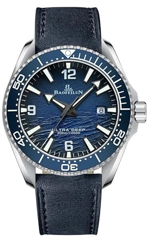 TOPHILL Reloj automático para hombre BAOFEILUN con mecanismo japonés, submarino luminoso y esfera de ondas marítimas, caja de acero inoxidable de 42 mm, bisel de cerámica, 2 pulseras, regalo perfecto