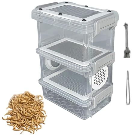 Mehlwurm Zucht Box | Stabiles Mehrschicht-Filter Belüftungsbehältnis | Kleintier Zuchtbehälter - für Schulprojekte, Zuhause, Camping &