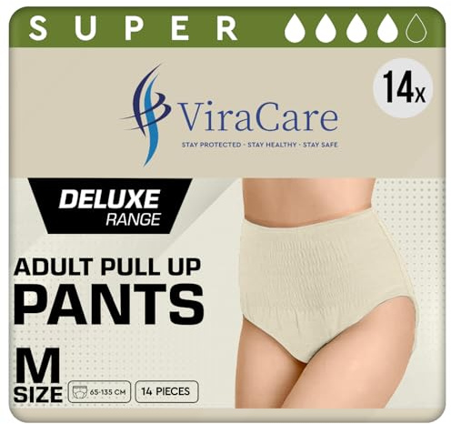 14 x Cream Super Incontinence Pants Women, Adult Nappies | High Absorption, Anti-Leakage, Soft-Stretch Waistband, Breathable, Discreet Fit, Adult Diapers, Medium Size (1 Pack of 14)