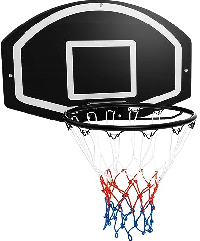 GYMAX Wall Mounted Basketball Hoop, 72 x 45.5cm Portable Backboard | Shatterproof Backboard and All Weather Net, Indoor Outdoor Basketball Hoop Set for Adult