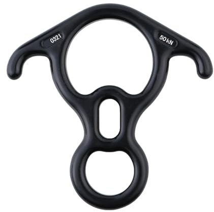 Netbiio Figuras ligeras de aluminio con 8 descensos para escalada en roca y rapel, diseño suave, ocho anillos de descenso