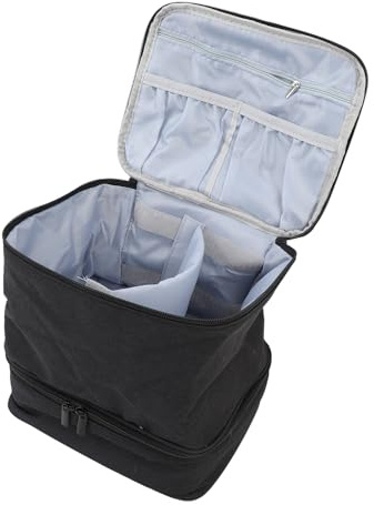 OEBUAFI Dubbla Lager Nagellack Organizer Fodral med Avtagbar Avdelare för Nail Art och Makeup Reseförvaring 30 Flaskor (Svart)
