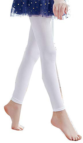 Egurs - Collant da danza per bambini, senza piedi, da bambina, da balletto, colore bianco, 90D, bianco, L