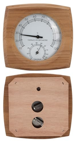 Mumusuki Termometro-igrometro in Legno per Interni 2-in-1 Igrometro Bagno Turco Accessori per Sauna Sauna per pareti Decorative