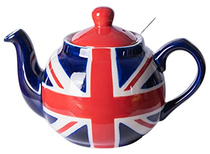 London Pottery Teekanne mit Teesieb, Keramik, handbemalt, Union Jack, limitierte Auflage, 2 Tassen (600 ml)