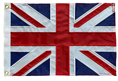 Drapeau britannique Homissor 30,5 x 45,7 cm, brodé à rayures cousues, robuste pour extérieur, rouge, blanc, bleu