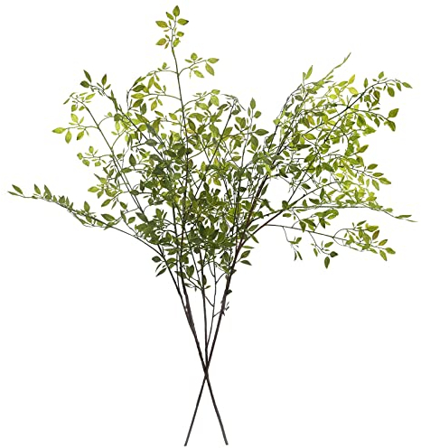 Melorca&Guilla Artificial Plants,2PCS 43.3 Green Nandina Faux Branches for Vase,Artificial Plants for Shop Garden Office Home Décor
