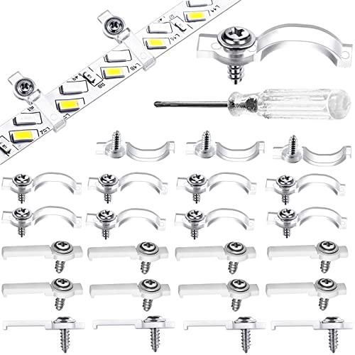 CTDMJ Led Strip Befestigung 100 Stücke Led Strip Befestigung Clips Licht Montagehalterung LED Streifen Halterung, mit 100 Schrauben &1 Schraubendreher für Led Stripes Clips 8mm,9mm,10mm