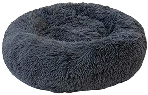 Zoomlie Runde Hundehütte aus Plüsch, Tiefschlafmatte, Winter, warmes Hundebett, Katzenbett, waschbar, Katzennest, Anti-Angst, Hundebett (50 cm, Grau 2)