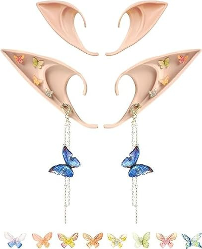 KATELUO Cosplay Elf Ohren, 2 Paar Halloween Elf Ears, Latex Elfenohren, Christmas Fairy Ears, Elfen Ohren Set, Ohren Elfenohren, Elfenohr, Feenohren, Elfenohren Cosplay Maskerade Zubehör