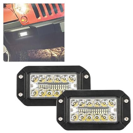 TEMKIN Faro Fanale Proiettore 2 Fari per Auto da 12 V da 6 Pollici Fari da Lavoro con Montaggio A Incasso 26 LED Faretto Super Luminoso Faro Principale