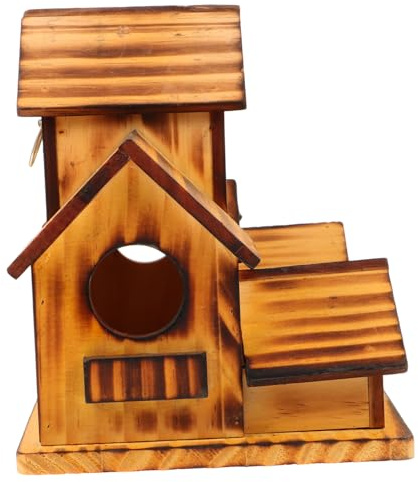 Besportble Casa De PáJaros De Madera 7.87X5.51X5.11In Nido Exterior con MúLtiples Habitaciones Comedero para PáJaros PequeñOs ColibríEs Loros DecoracióN JardíN