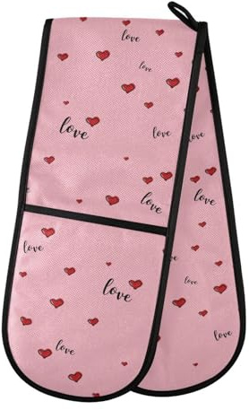 Gants de cuisine doubles résistants à la chaleur pour barbecue, cuisson, grillades et micro-ondes Rouge
