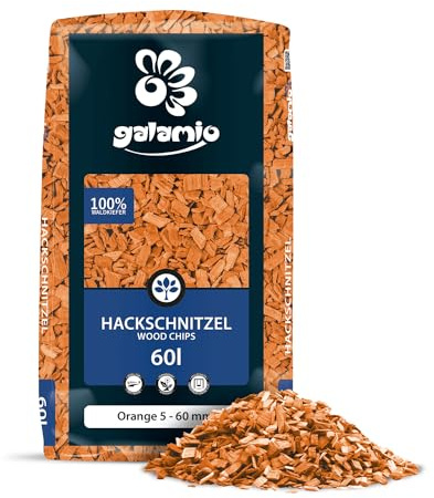 GALAMIO Holzhackschnitzel Orange Kiefer 5-60 mm - 2340L (39 x 60L) - Farbiger, natürlicher Unkrautschutz