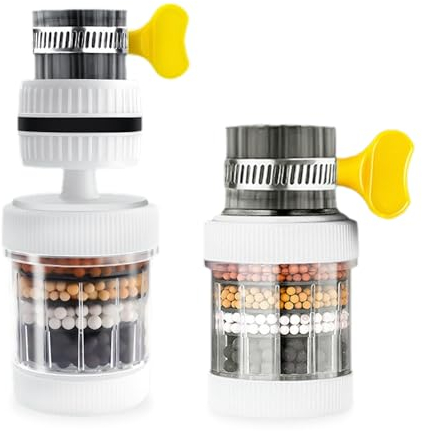 NYGGTYK Filtre à eau du robinet à charbon actif en 2 parties, filtre à rotation libre à 360 degrés pour la cuisine et la salle de bain, pour éliminer les impuretés de l'eau et adoucir l'eau dure.