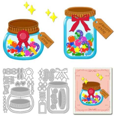 DELORIGIN 2 Stil Stanzformen Mit Bonbongläser Stanzschablone Hochzeit Stamping Schablone Gravur Stanzformen Stanzschablonen Neuheiten Für Geburtstag Heimwerker Bastelpapier Album Geschenkdekor