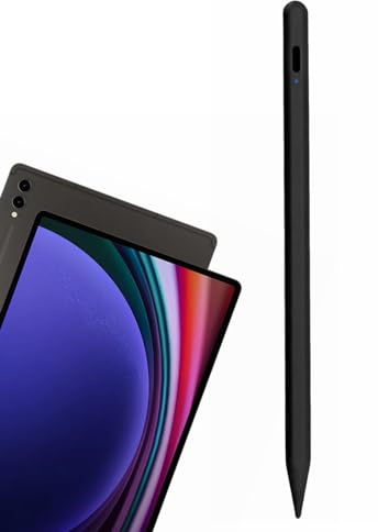Eingabestift, druckempfindlich, 4096 Ebenen, für Samsung Galaxy Tab S10 S9 Ultra 5G / S10+ / S9 S10 FE FE+ 5G / A9 / A9+ WLAN 5G, wiederaufladbar Stift (Schwarz)