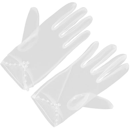 TINEASUR 1paar Hochwertige Hochzeits-handschuhe Mit Perlen Elegante Brauthandschuhe Für Bankett Feier Und Tanzpartys Für Frauen Und Bräute Romantisches Design