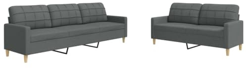 vidaXL 2-TLG. Sofagarnitur Dunkelgrau Stoff