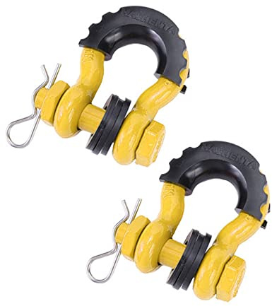 Montesy D-Ring-Schäkel, 1,6 cm (5/8 Zoll), Abschleppausrüstung, Bogenschäkel, 13000 kg Bruchfestigkeit für Geländefahrzeuge, 2 Stück