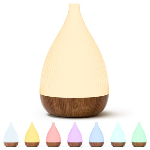 SoulOrigin Ätherisches Öl Diffusor, automatischer Wassermangelschutz Home Aromatherapie Diffusor, 8-Farben Licht und Ultra leiser Betrieb, tragbarer Home Aromatherapie Luftbefeuchter-dunkle Farbe