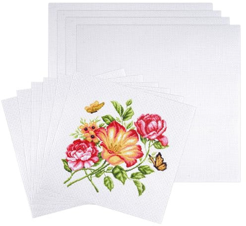 10 Pezzi Bianco Tessuto per Punto Croce in Puro Cotone 30 x 30cm e 20 x 20cm 11CT Tessuto per Ricamo Punto Croce per Ricamo, Cucito, DIY, Uncinetto, Prodotti Artistici e Artigianali Fatti a Mano