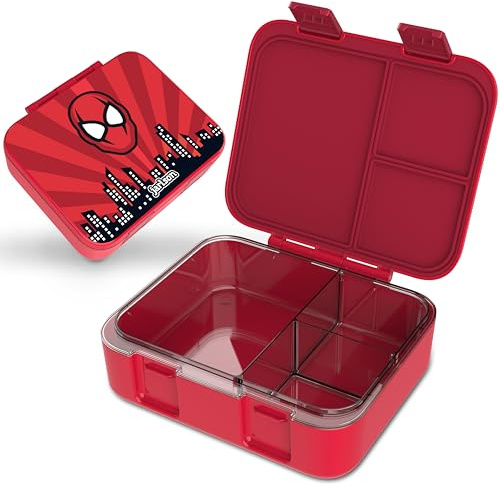 JARLSON® Brotdose Kinder mit Fächern MILI [AUSLAUFSICHER] - Bento Lunchbox für Schule, Kita & Kindergarten - Frühstücksbox mit Trennfächern - Jausenbox für Jungen & Mädchen - Vesperbox (Superheld Rot)