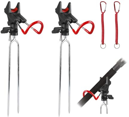 ZHYUAN 2 Piezas,Soporte para cañas de Pescar,Soporte de Caña de Pescar,Soporte para Cañas de Pesca,Soporte Ajustable 360° Accesorio para caña de Pescar,360 ° Titular de la caña de Pescar