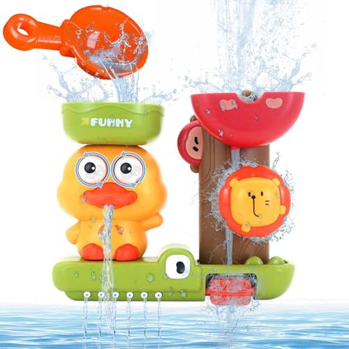 Meafeng Bambini Giochi da Bagnetto, Giocattolo da Bagno per Bambini, Anatroccolo e Leone Simpatici Animali, Divertente Giocattolo Irrigatore per 1 2 3 Anni