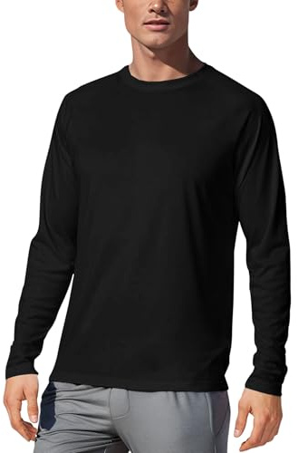 MARZXIN UPF 50+ Langarmshirt Herren UV Shirt Schnelltrocknend Atmungsaktiv Sportshirt Funktionsshirt Sonnenschutz Laufshirt Fitnessshirt Schwarz L