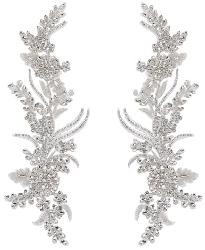 FINGERINSPIRE 1 Paar Applikationen Strass Spitzen Blumen Weißer 330x110x5mm
