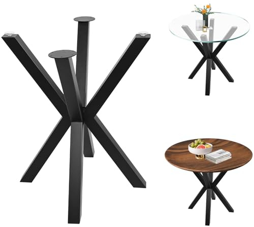 Homtone 2 gambe per tavolo a ragno, resistenti, in stile industriale, rustico, fai da te, con gambe in metallo, per tavoli rotondi da caffè, per esterni e interni, colore nero (altezza 71 x larghezza