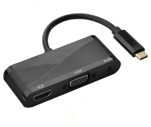 DIYEAH Cable Tipo c Vga Adaptador USB c Vga con USB para Pro Pc Color Negro para Uso Oficinas Presentaciones y Gaming