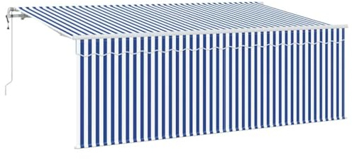 vidaXL Tende da Sole motorizzate retrattili 400 x 200 cm Blu e Bianco in Poliestere Resistente ai Raggi UV. Ha Una Finitura Opaca e Una Struttura in Metallo. La schermatura è striata e Si Monta facil