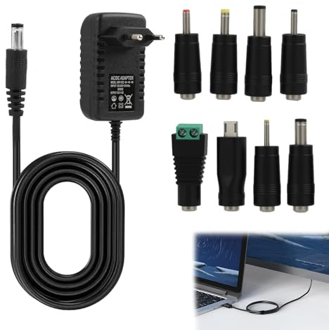 Fuente De Alimentación 12V 2A, 24W Adaptador AC/DC Universal Con 10 Conectores DC, Cargador Universal 100–240V Para Router LED Altavoces Protección Contra Sobretensión Cortocircuito Sobrecalentamiento