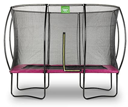 Premium Silhouette Rechteckiges Trampolin - Professionelles Gartentrampolin mit Sicherheitsnetz (Rosa, 214 x 305 cm)