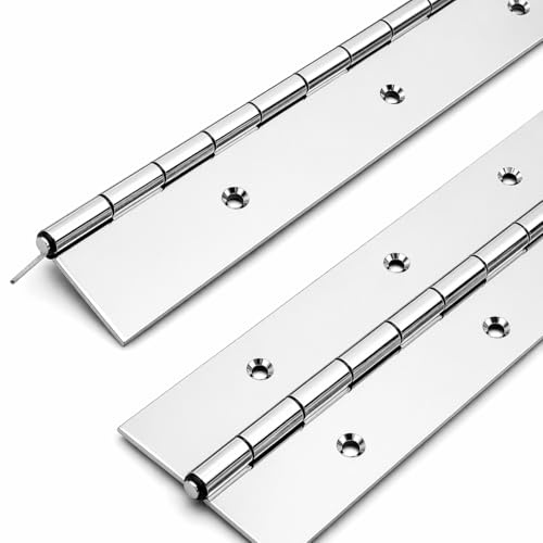 Heavy Duty Piano Hinge 36 Inch x 3 Inch Width Stainless Steel Piano Hinge 2 Pack 0.060'' Thick Continuous Hinge for Heavy Duty Cabinet Furniture Metal Plate Door Toolbox Wooden Box Industrial Project