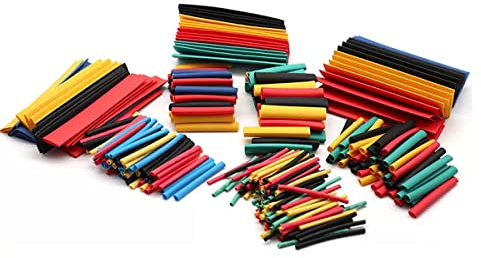 Guaina termorestringente, 164 pezzi, guaina termoretraibile for cavi elettrici, rapporto di restringimento 2: 1, 4 colori, 8 misure, Hea