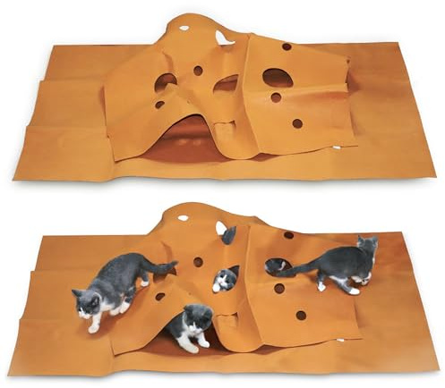 Sentechx Spielmatte für Katzen, geriffelt, 120 x 90 cm, faltbar, lustig, interaktiver Haustierteppich, platzsparendes Design, leicht zu reinigen, Haustier-Anreicherungsspielzeug für Katzen und