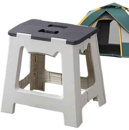 Taburete plegable – Taburete plegable portátil, asiento de escalera antideslizante, escalón de plástico resistente con asa, plataforma de ahorro de espacio para el hogar, aula, garaje, jardín