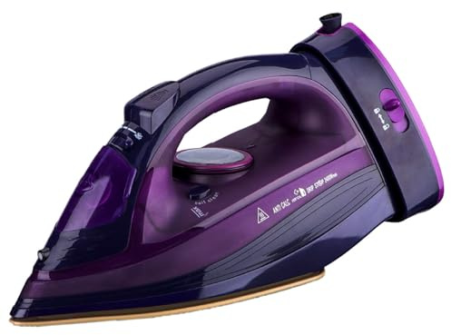 Bügeleisen, Dampfbügeleisen 2400W Kabelloses Dampf Bügeleisen mit Keramiksohle Dampfbügeleisen mit Variabler Dampffunktion, Selbstreinigungs, Sprühwasserfunktion, Antikalk, Tropfstopp (Lila2)