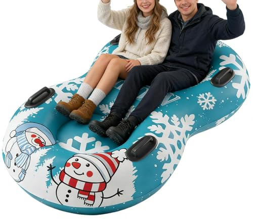 Tubo Da Neve - Slittino per 2 Persone Robusto con Maniglie,Tubi da Neve da Esterno | Per Attività Invernali All'aperto, Vacanze e Feste, per Bambini, Ragazzi, Ragazze, Adolescenti, Adulti e Famiglia