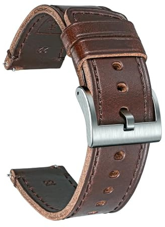 Snabbfrigörande kohud äkta läder klockarmband 18mm 20mm 22mm 24mm vintage läderrem för traditionell klocka för män, 24mm, Acetat, Inga ädelstenar