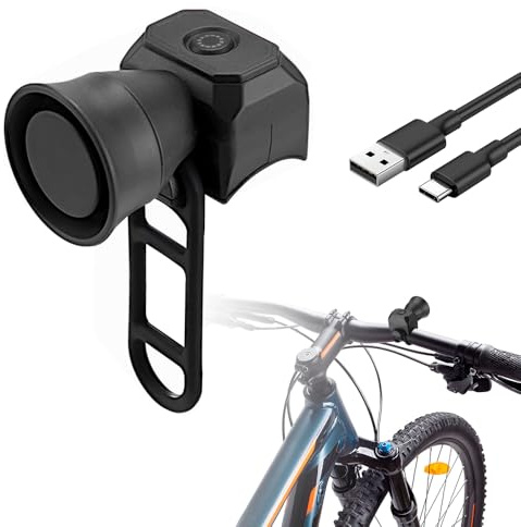 Nzkeuf Fahrradklingel Elektrisch, 120 dB Fahrradhupe Elektrisch Laut, IP4 Wasserdicht, 5 Klingeltöne, Fahrrad Klingel USB Wiederaufladbar für MTB Bike, Rennrad, Scooter