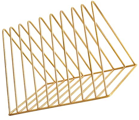 Amosfun Présentoir à Disques Vinyles et CD Doré 9 Grilles, Étagère Légère Anti-Rayures pour Bureau et Maison, Rangement Spacieux Multifonction pour Espace de Travail