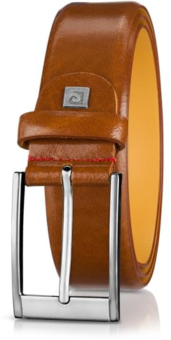 Pierre Cardin Gürtel Herren Vollledergürtel aus Rindleder, 35 mm breit, Gürtel, kürzbar, Ledergürtel, Klassik-Gürtel, cognac