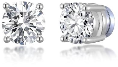 Philip Jones Silverpläterade runda magnetiska clip-on-örhängen skapade med Zircondia® kristaller, Medium, Kristall, Zircondia kristall