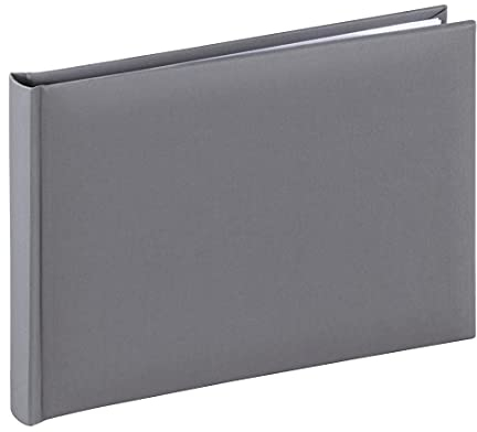 Hama Fotoalbum 24x17 cm (Fotobuch mit 36 weißen Seiten, Album mit Pergamin-Trennblättern, Photoalbum zum Selbstgestalten und Einkleben) grau